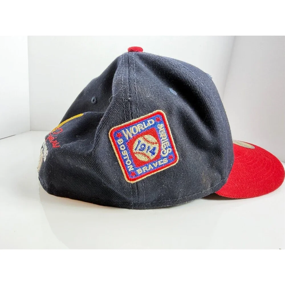 Atlanta Braves New Era 59FIFTY Fitted Hat 7 3/8 Navy Red World Series Patches